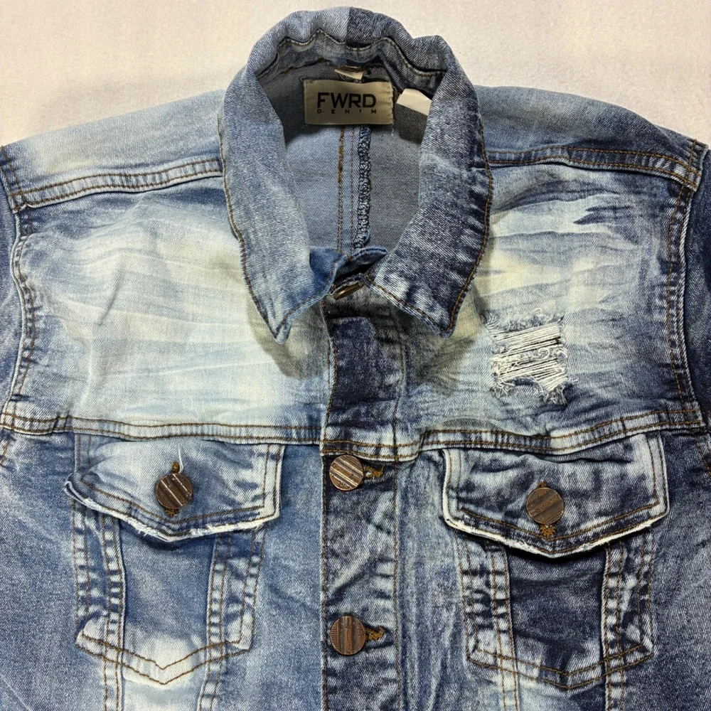 FWRD Denim Distressed Jean Jacket Boys Streetwear XL 18-20 Blue